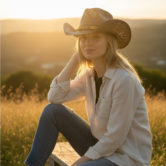Brown Woven Cowboy Hat - Picture 2 of 5